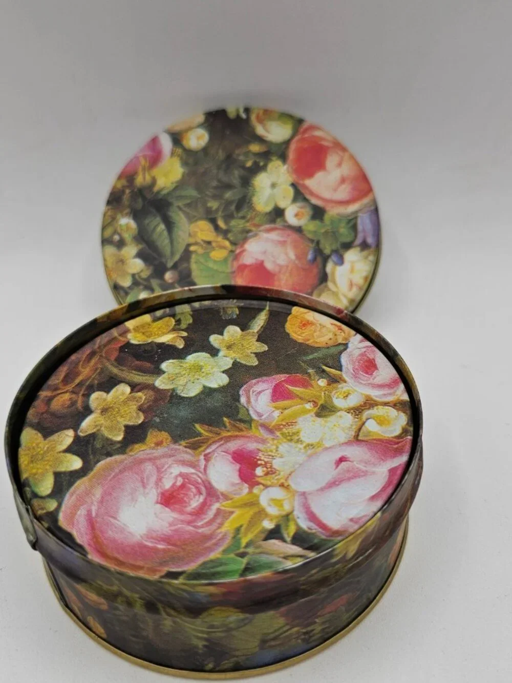 Set of 6 Drink Coasters and holder in Bright Floral